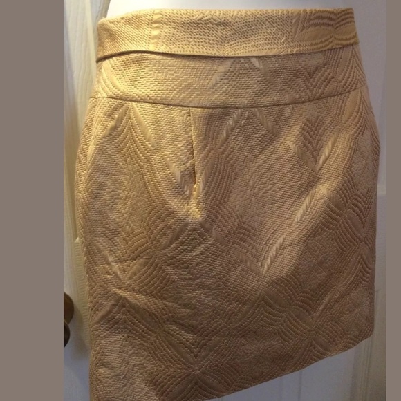 J.CREW Collection Gold Jacquard Skirt Marigold Mini Pleated Holiday Party - Picture 3 of 10